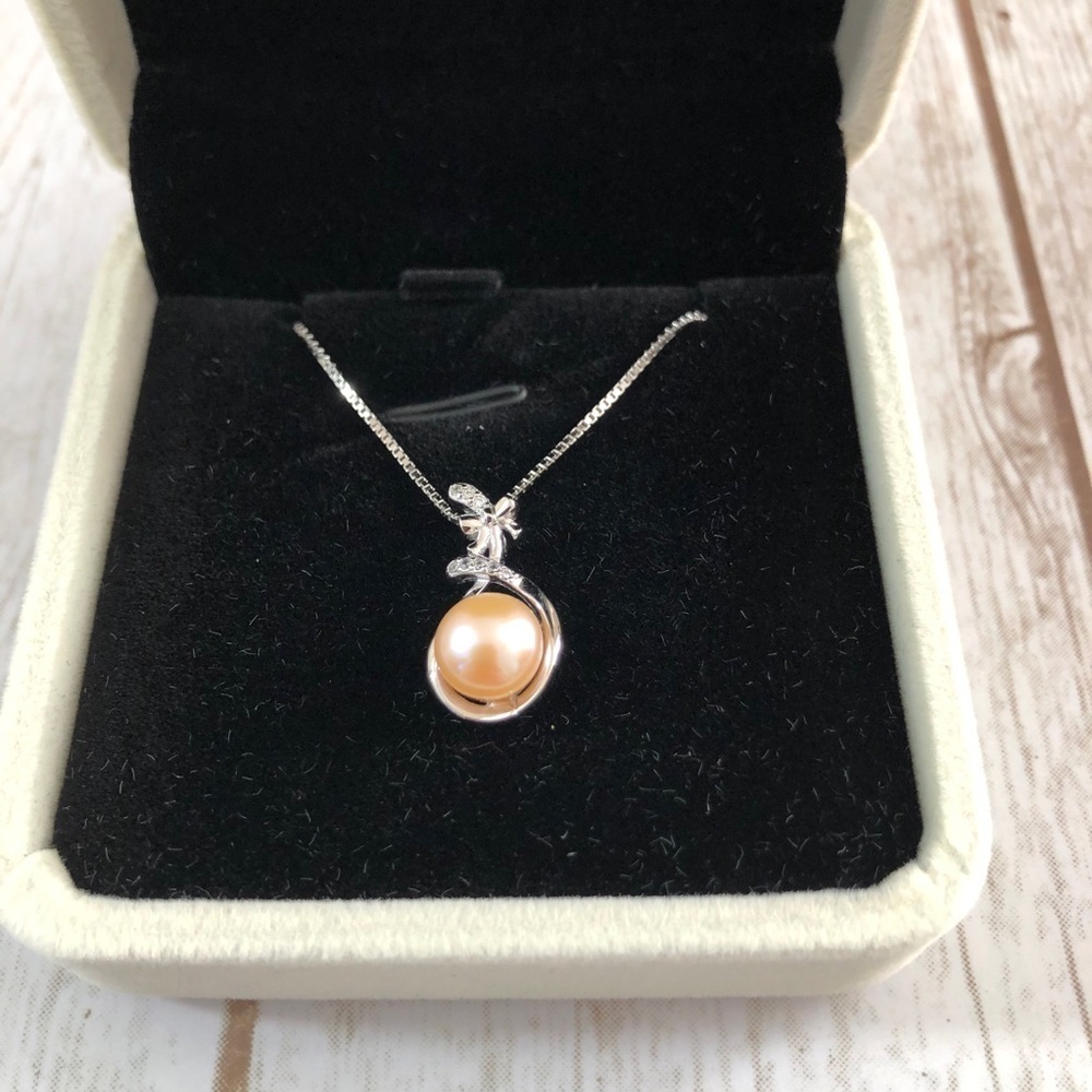Freshwater Pearl 925 STERLING SILVER Italy Infinity Charm Chain Necklace
